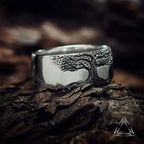 Simple Retro Carved Tree of Life Ring - Blade & Thread