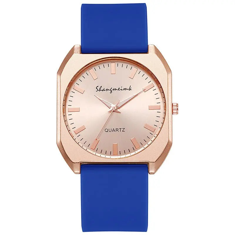 Simple, square quartz silicone watch with a stylish silicone strap - Blade & Thread