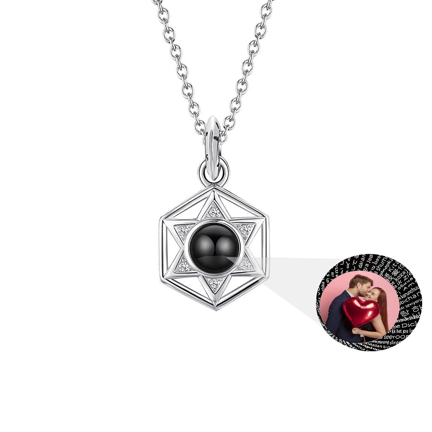 Six Stars Couple with Customized Photos Projection Necklace Pendant Jewelry - Blade & Thread