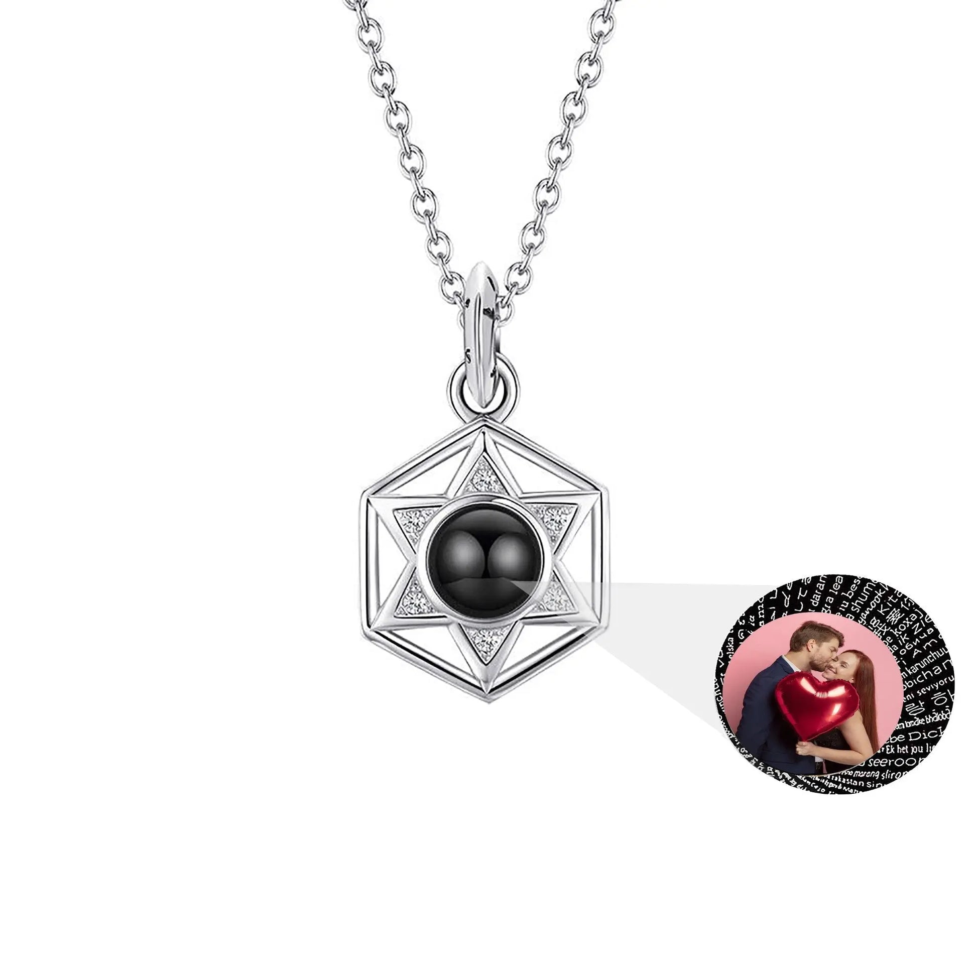 Six Stars Couple with Customized Photos Projection Necklace Pendant Jewelry - Blade & Thread