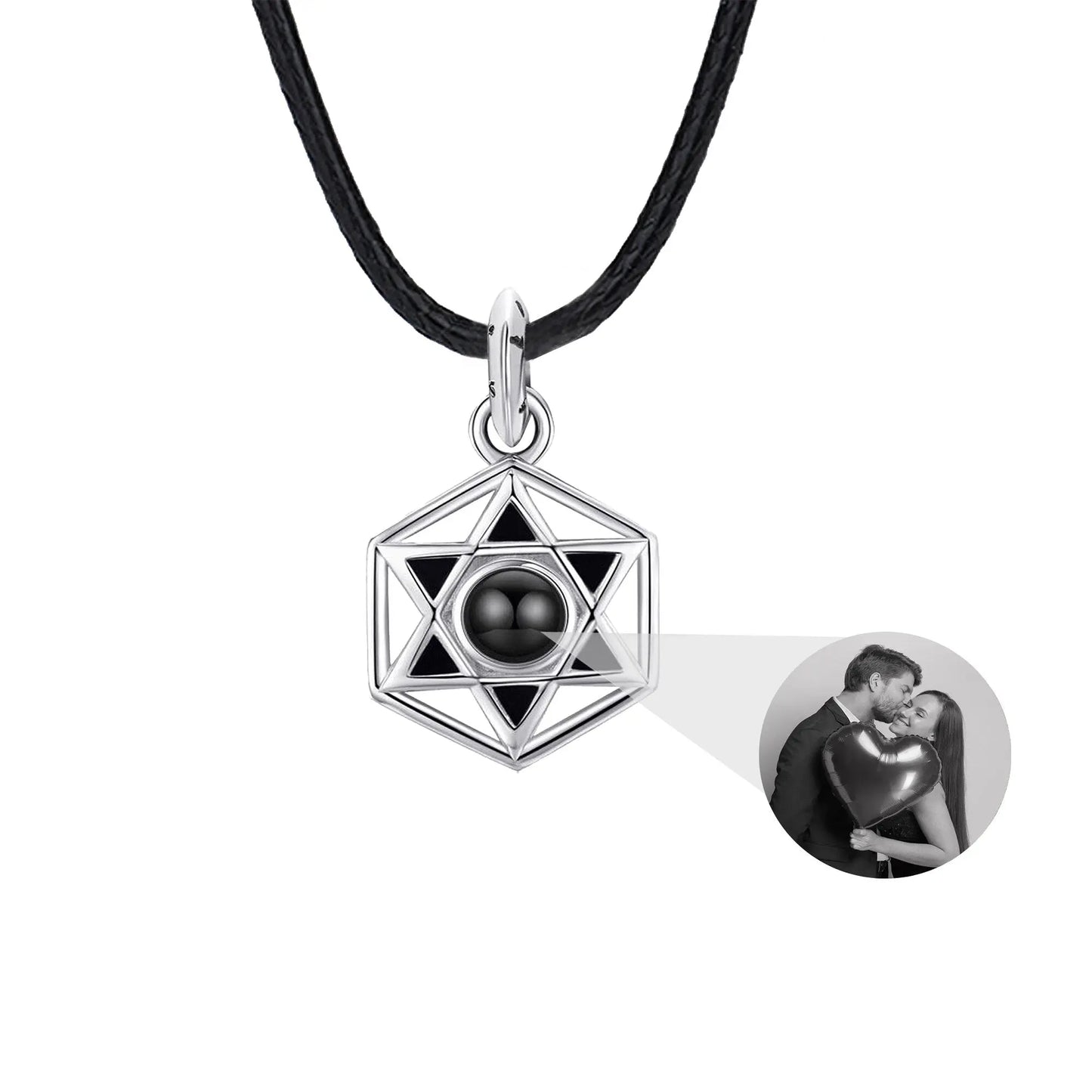 Six Stars Couple with Customized Photos Projection Necklace Pendant Jewelry - Blade & Thread
