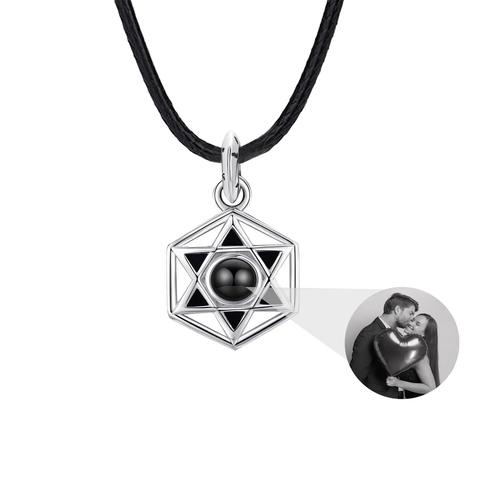 Six Stars Couple with Customized Photos Projection Necklace Pendant Jewelry - Blade & Thread