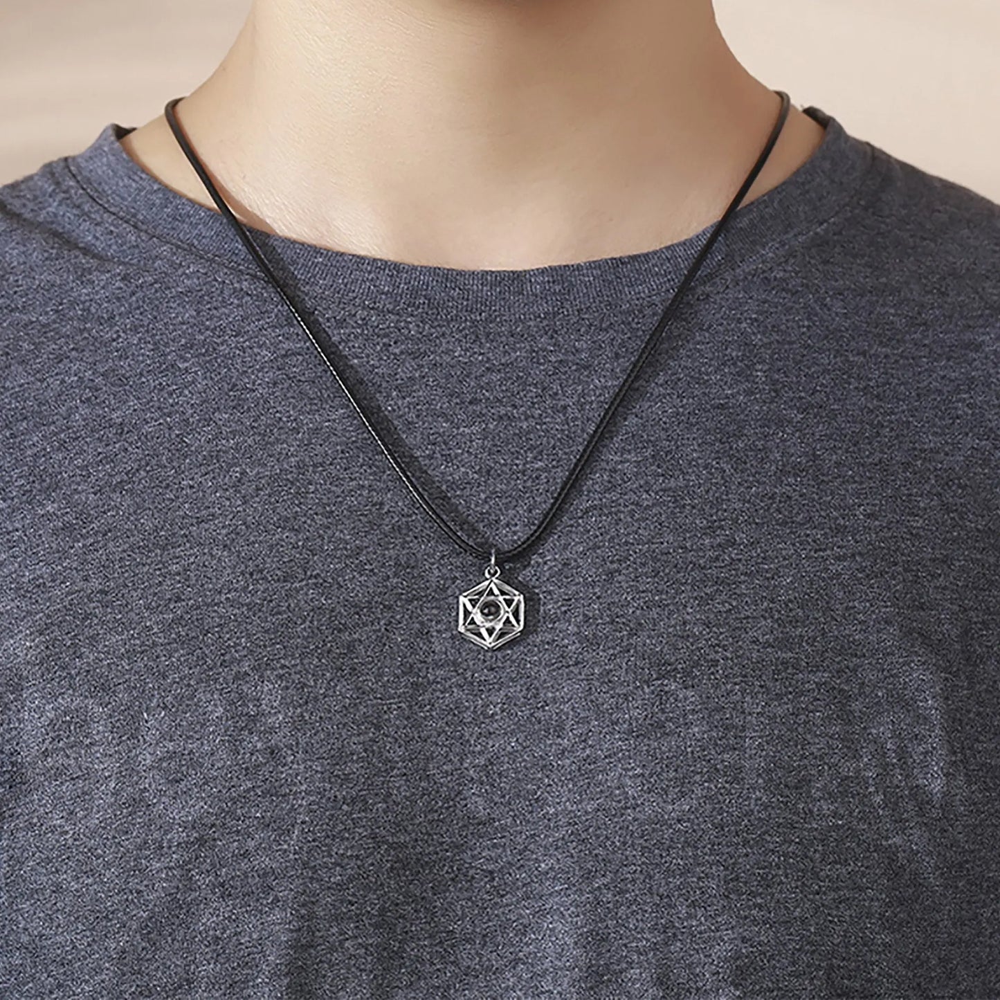 Six Stars Couple with Customized Photos Projection Necklace Pendant Jewelry - Blade & Thread