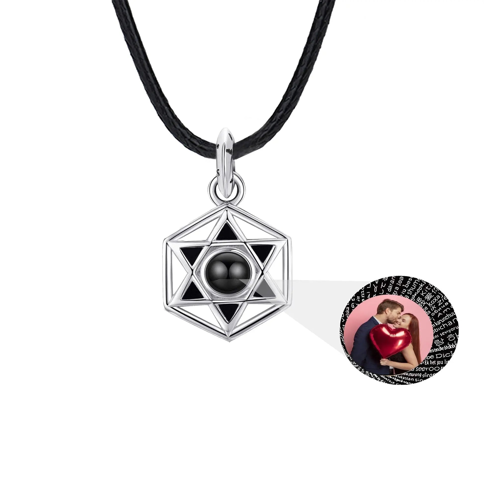Six Stars Couple with Customized Photos Projection Necklace Pendant Jewelry - Blade & Thread