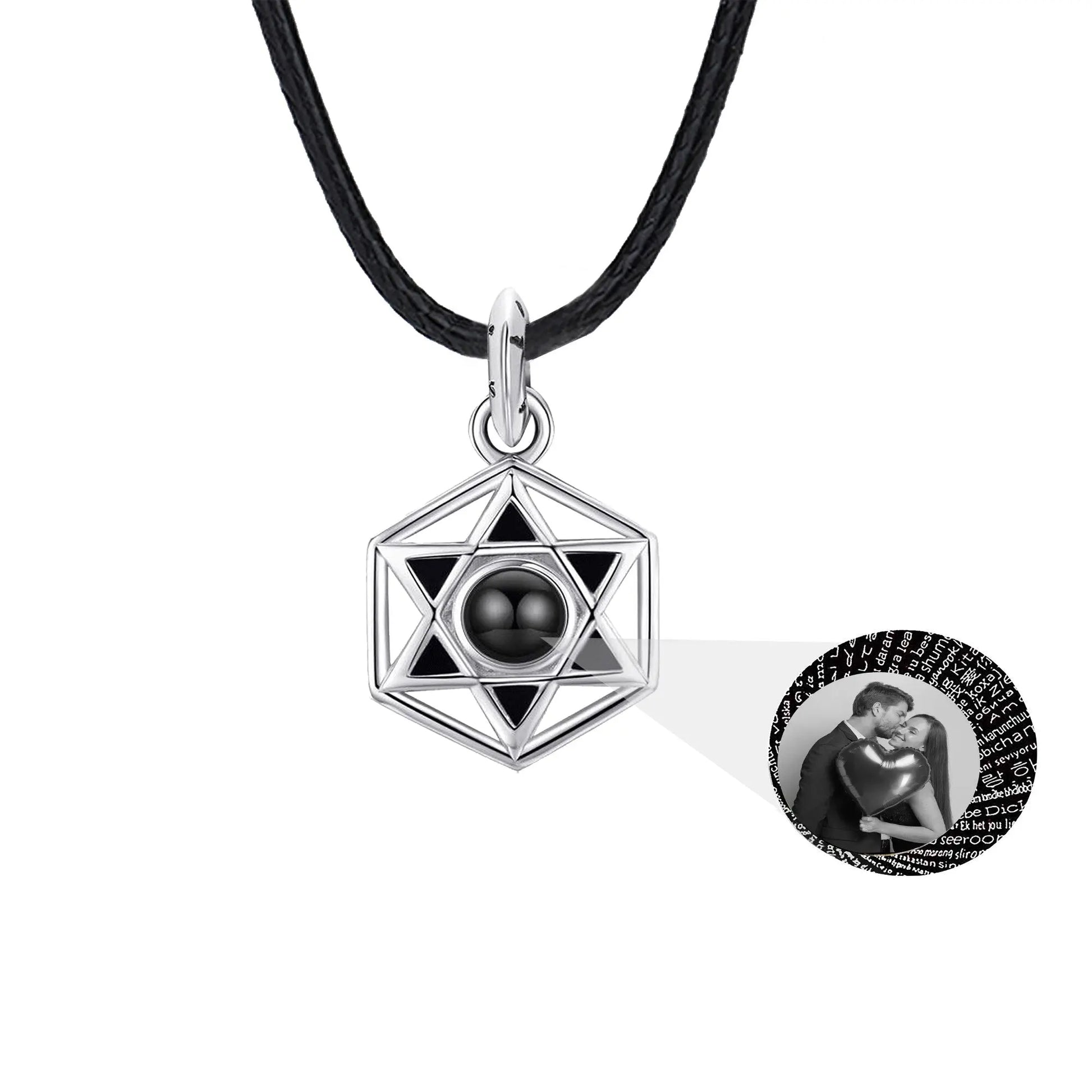 Six Stars Couple with Customized Photos Projection Necklace Pendant Jewelry - Blade & Thread