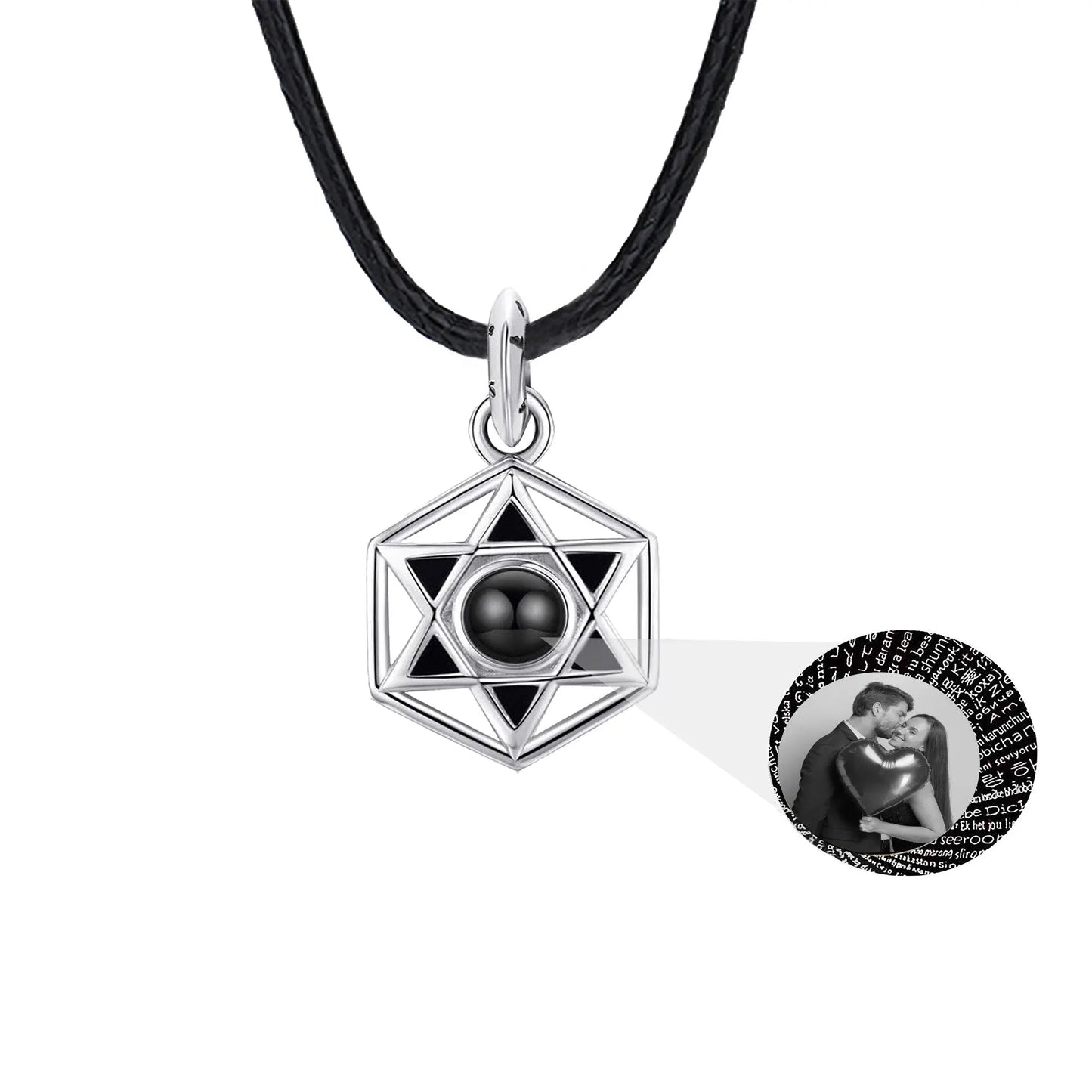 Six Stars Couple with Customized Photos Projection Necklace Pendant Jewelry - Blade & Thread