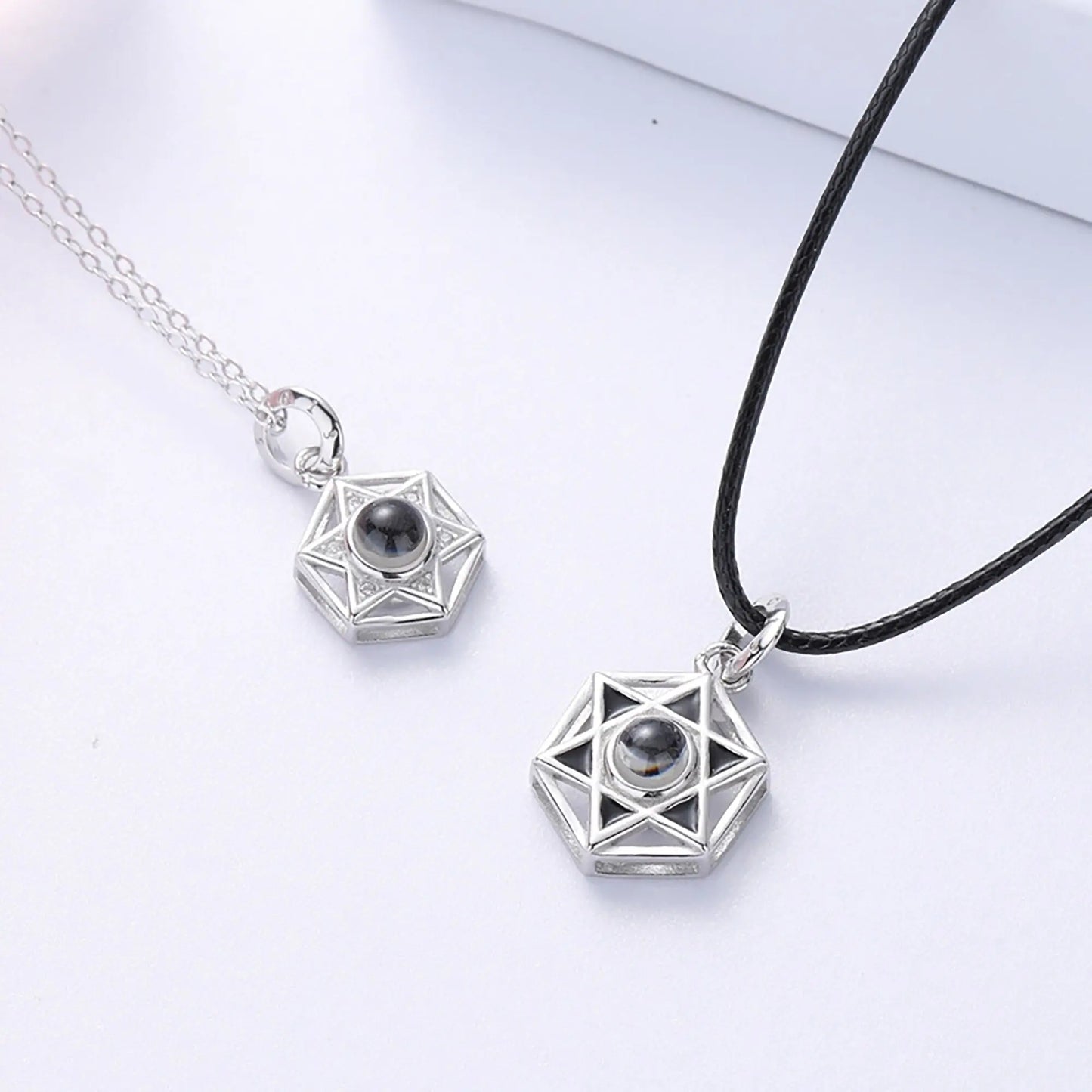 Six Stars Couple with Customized Photos Projection Necklace Pendant Jewelry - Blade & Thread