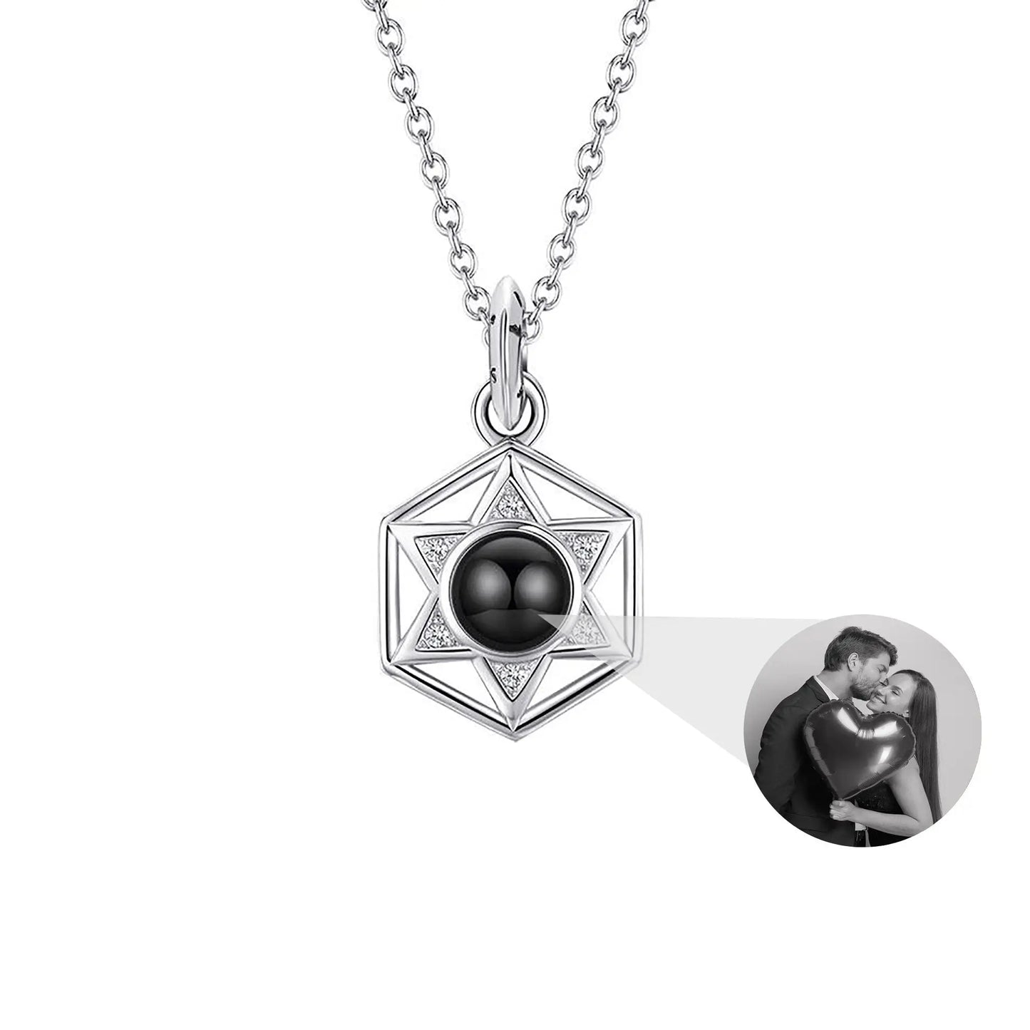 Six Stars Couple with Customized Photos Projection Necklace Pendant Jewelry - Blade & Thread