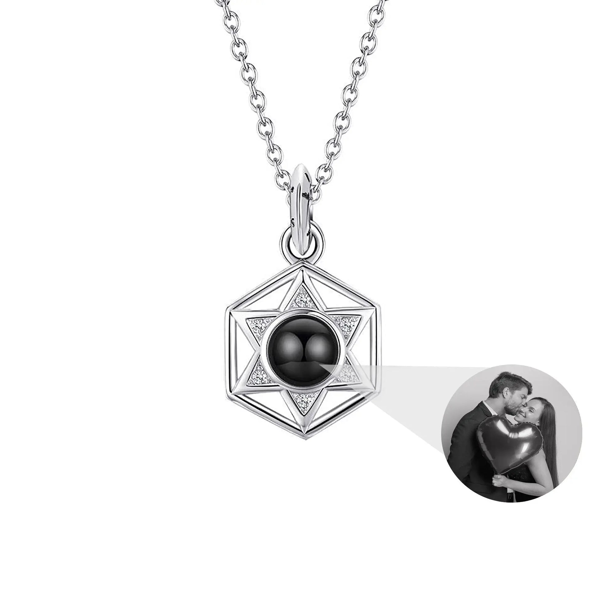 Six Stars Couple with Customized Photos Projection Necklace Pendant Jewelry - Blade & Thread
