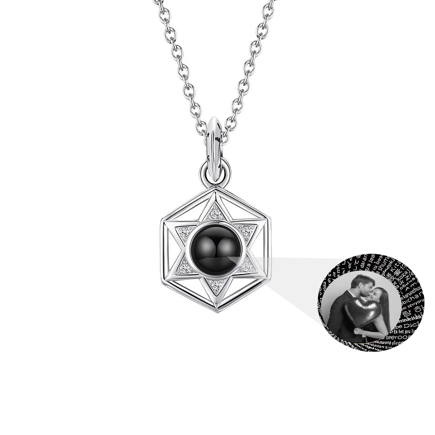 Six Stars Couple with Customized Photos Projection Necklace Pendant Jewelry - Blade & Thread