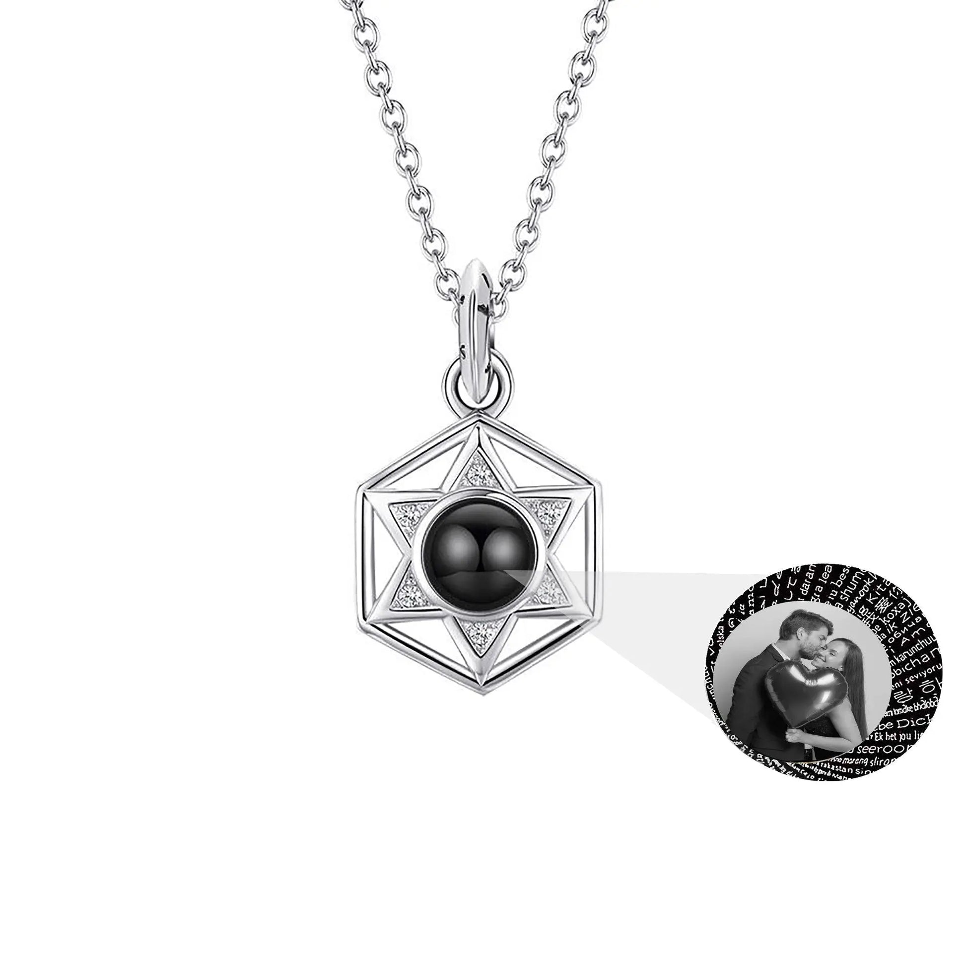Six Stars Couple with Customized Photos Projection Necklace Pendant Jewelry - Blade & Thread