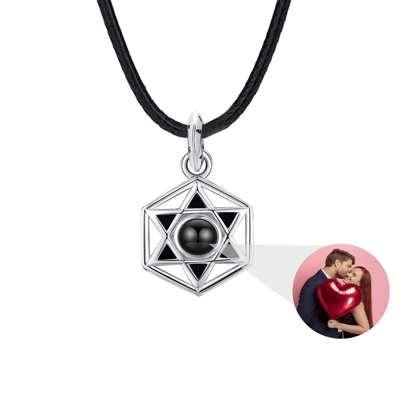 Six Stars Couple with Customized Photos Projection Necklace Pendant Jewelry - Blade & Thread