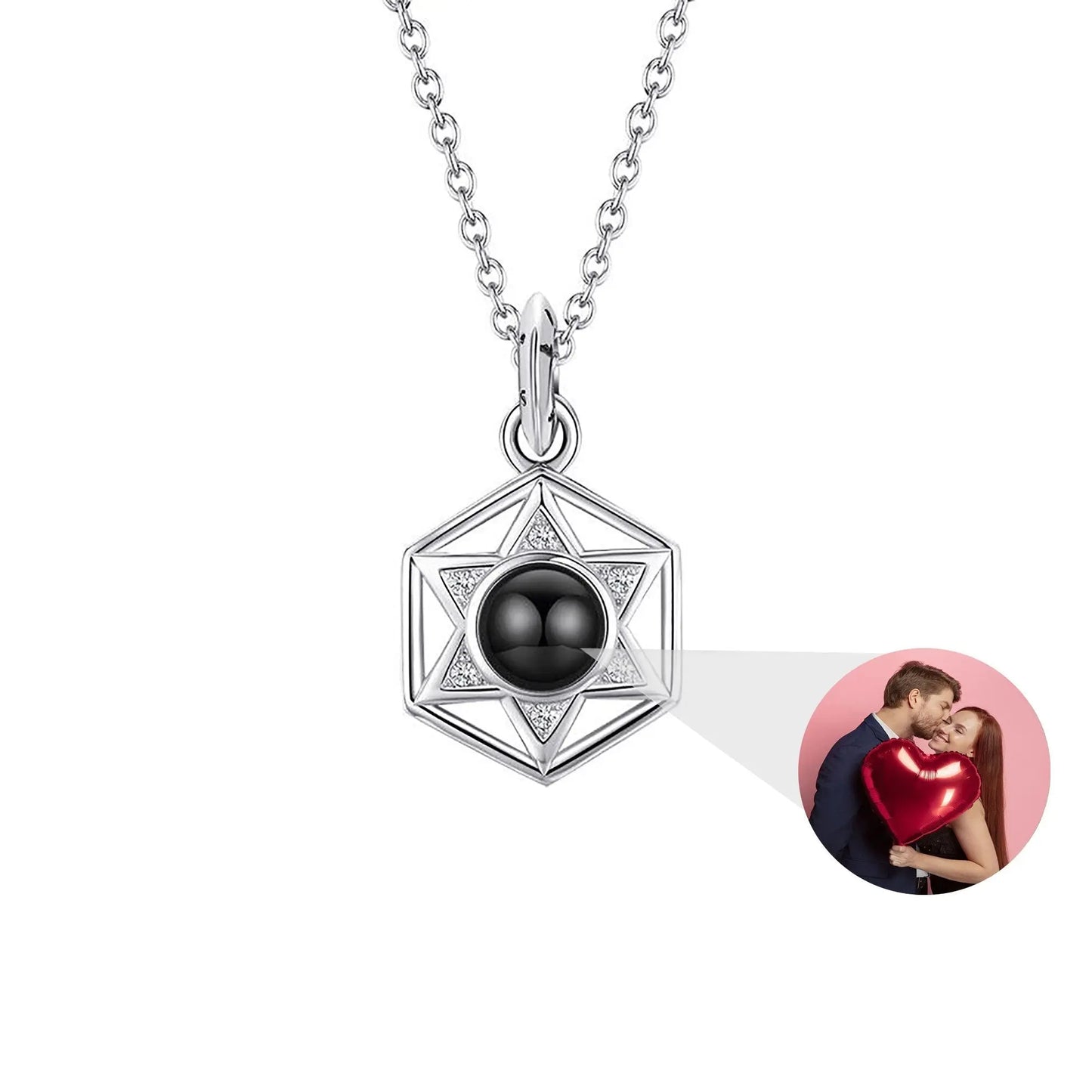 Six Stars Couple with Customized Photos Projection Necklace Pendant Jewelry - Blade & Thread