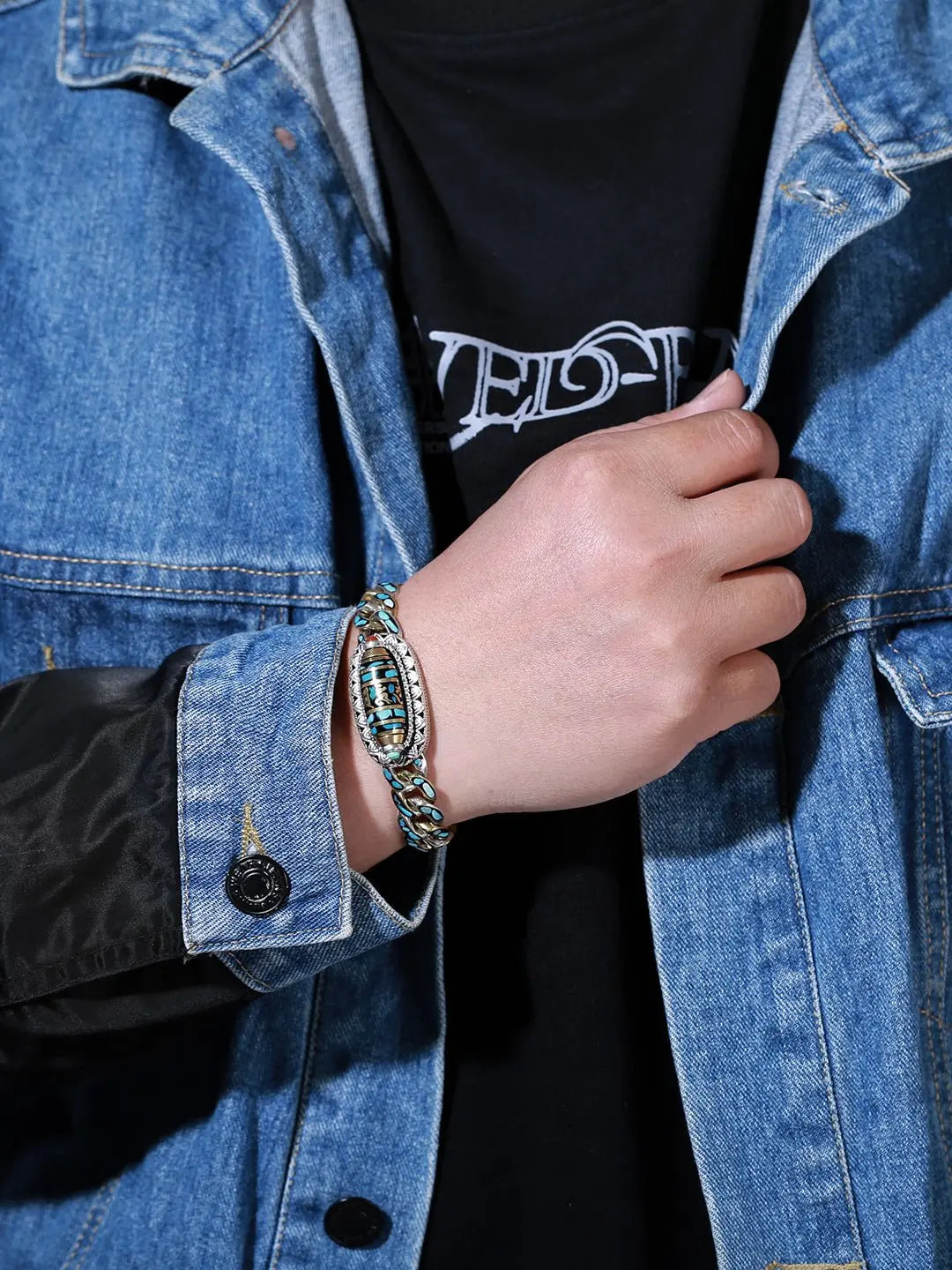 six-word mantra nine-eye dzi bracelet - Blade & Thread