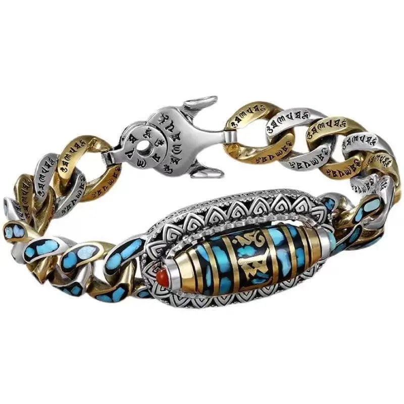 six-word mantra nine-eye dzi bracelet - Blade & Thread