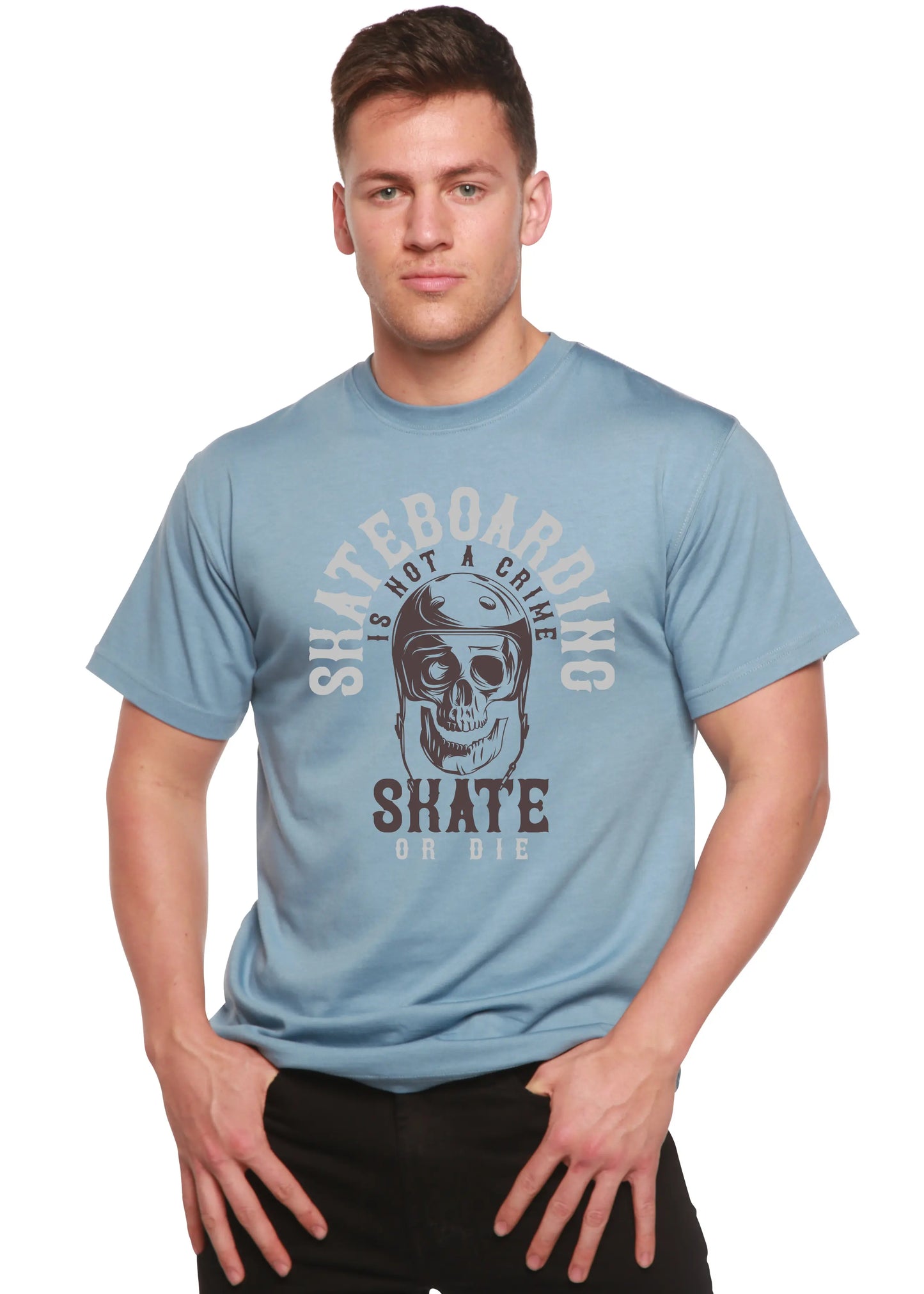 Skate Boarding Men's Bamboo Viscose/Organic Cotton Short Sleeve Graphic T-Shirt Spun Bamboo