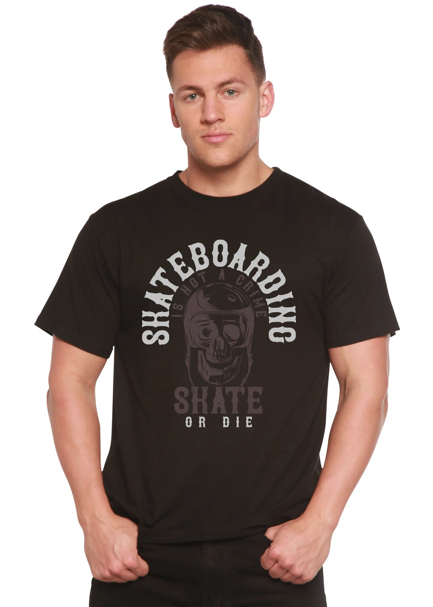 Skate Boarding Men's Bamboo Viscose/Organic Cotton Short Sleeve Graphic T-Shirt Spun Bamboo