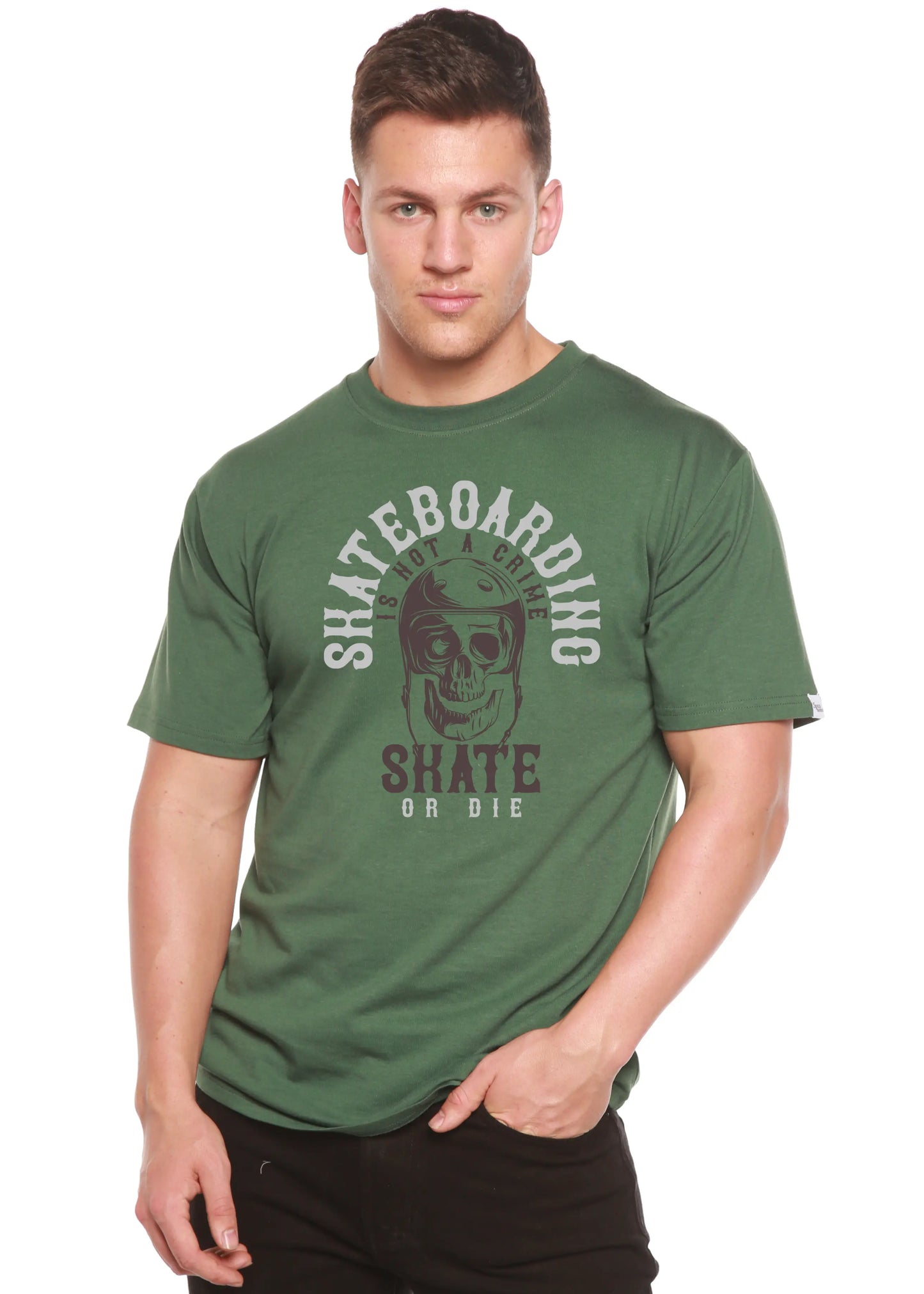 Skate Boarding Men's Bamboo Viscose/Organic Cotton Short Sleeve Graphic T-Shirt Spun Bamboo