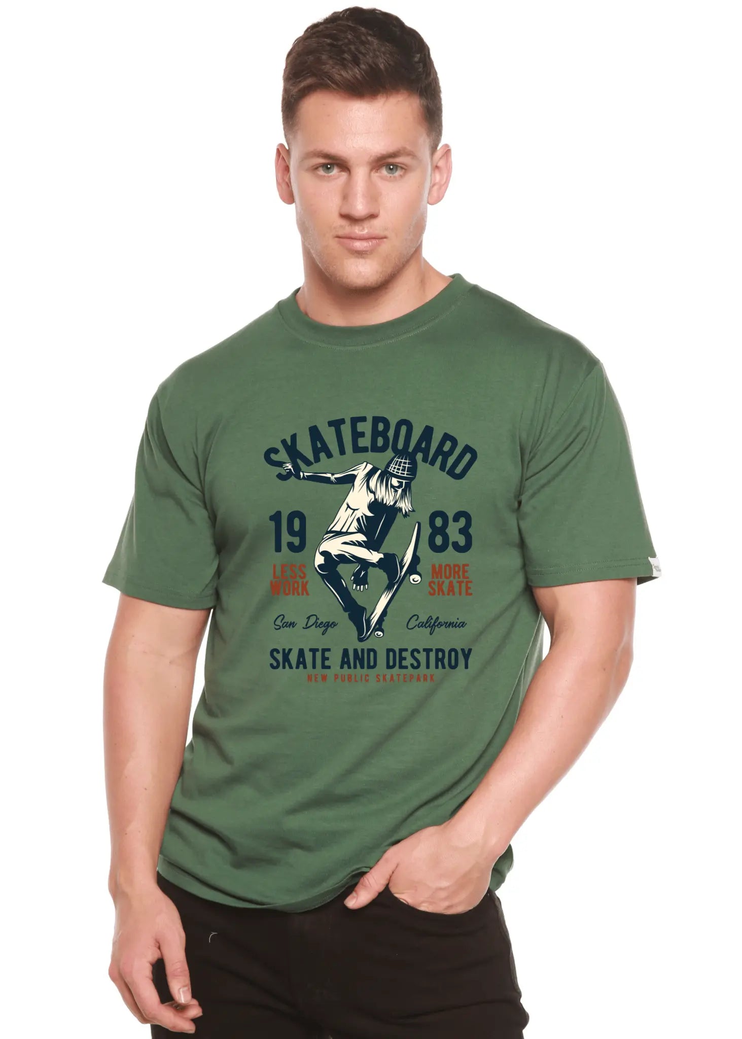 Skateboard 1983 Men's Bamboo Viscose/Organic Cotton Short Sleeve Graphic T-Shirt - Blade & Thread