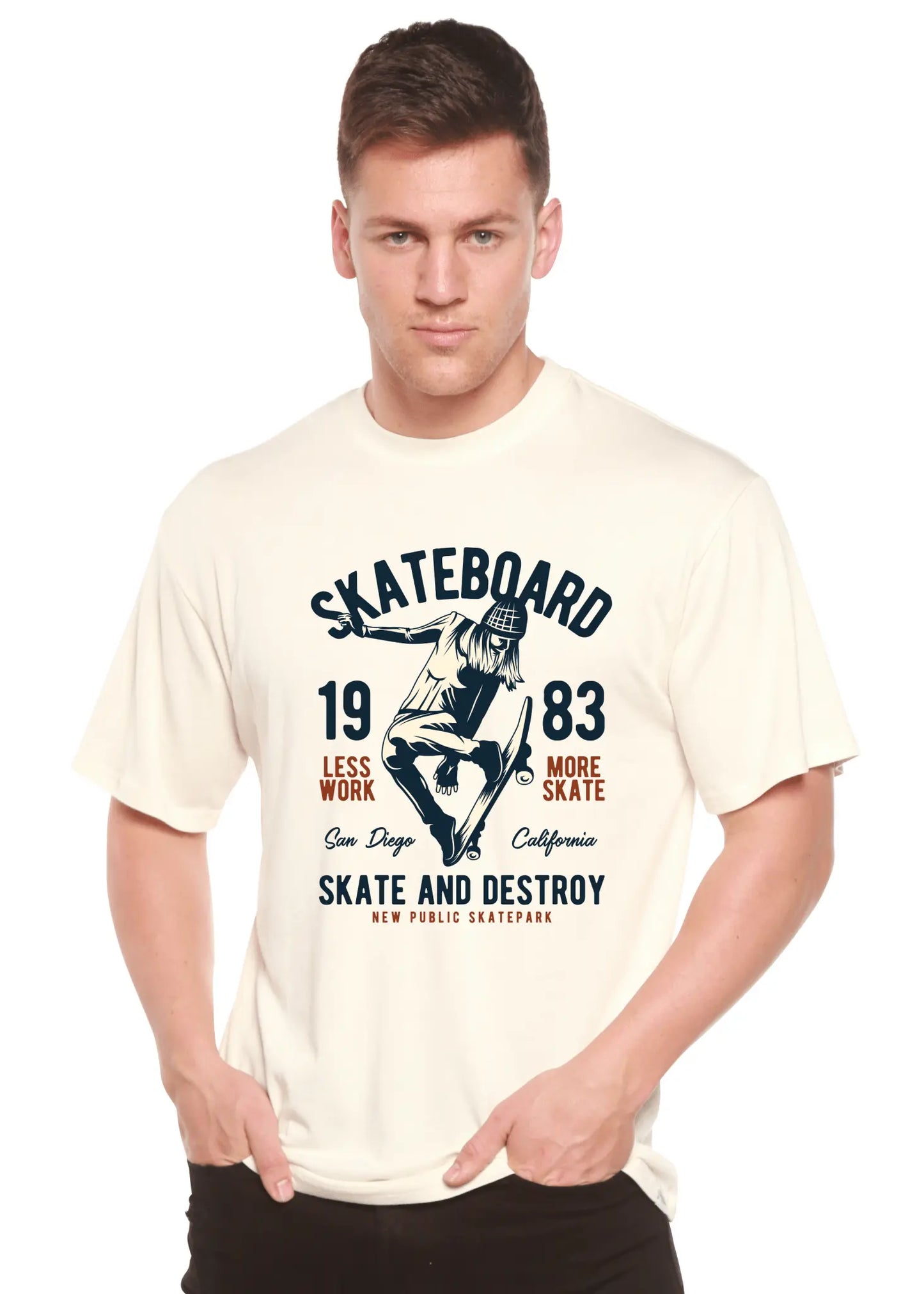 Skateboard 1983 Men's Bamboo Viscose/Organic Cotton Short Sleeve Graphic T-Shirt - Blade & Thread