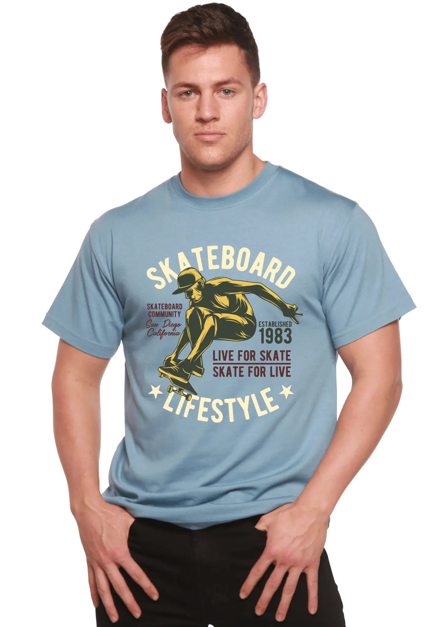 Skateboard Lifestyle Men's Bamboo Viscose/Organic Cotton Short Sleeve Graphic T-Shirt - Blade & Thread