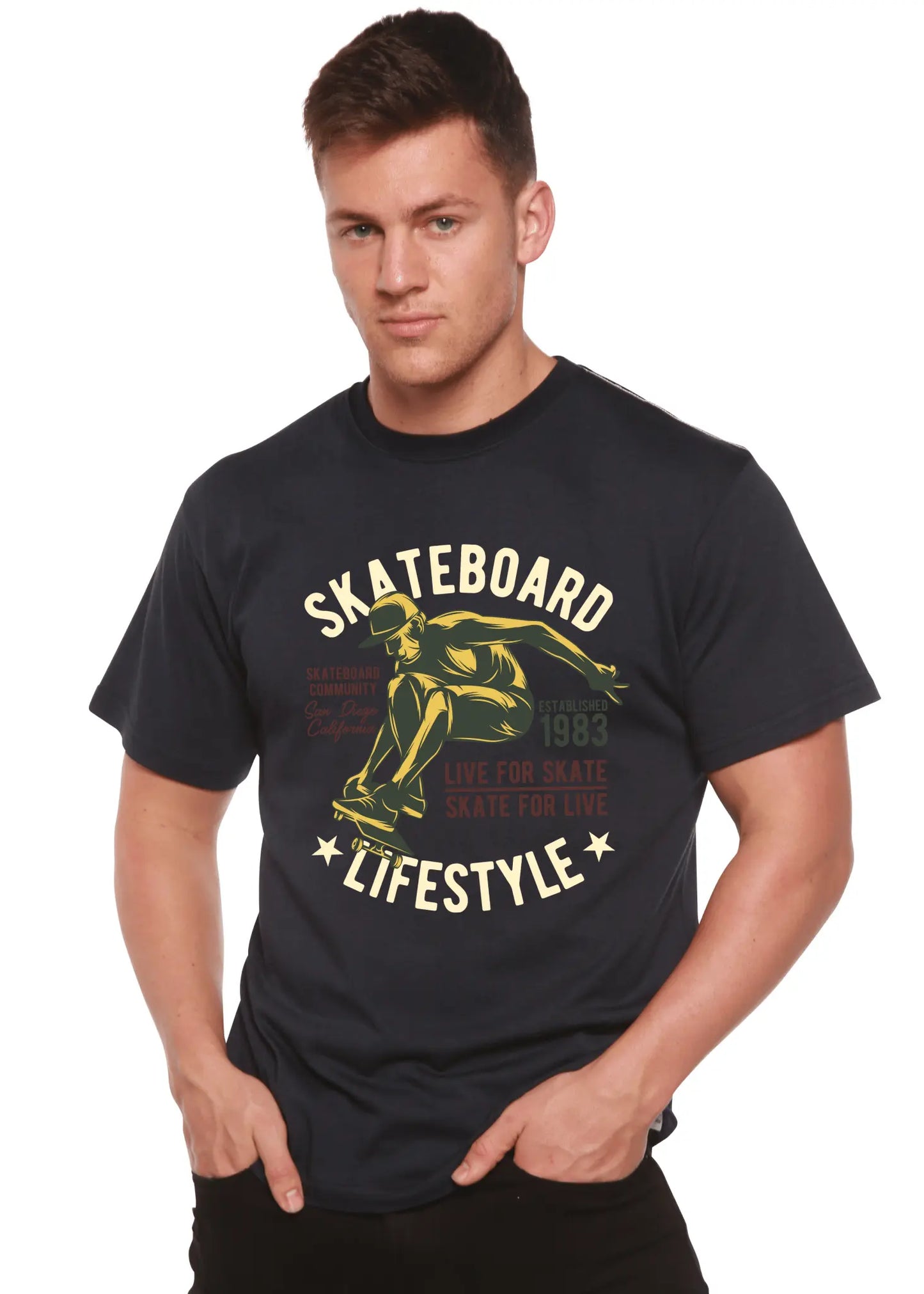 Skateboard Lifestyle Men's Bamboo Viscose/Organic Cotton Short Sleeve Graphic T-Shirt - Blade & Thread