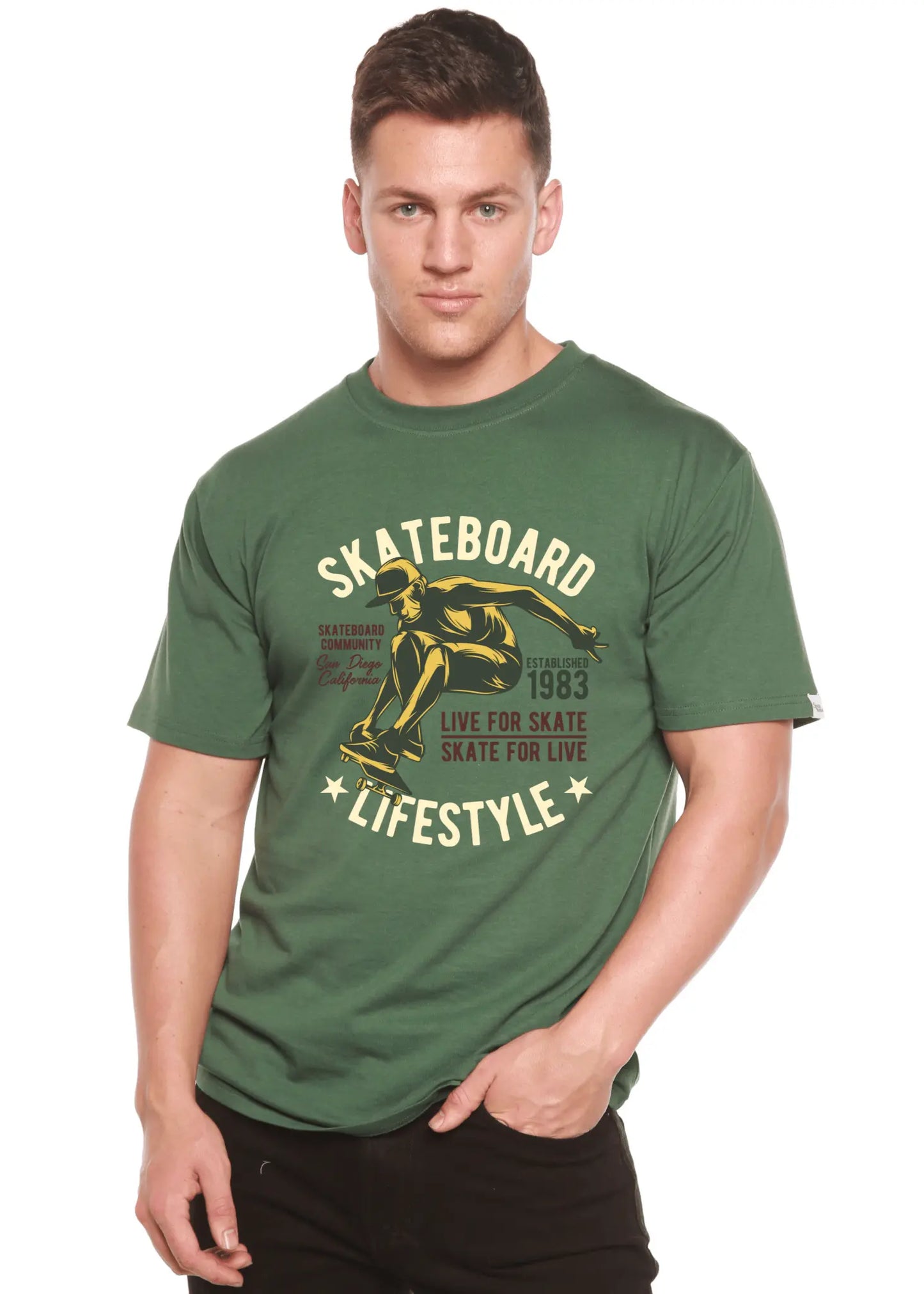 Skateboard Lifestyle Men's Bamboo Viscose/Organic Cotton Short Sleeve Graphic T-Shirt - Blade & Thread