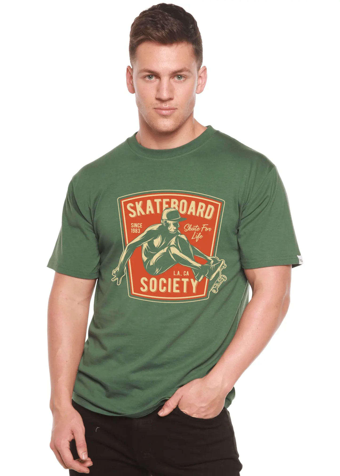 Skateboard Society Men's Bamboo Viscose/Organic Cotton Short Sleeve Graphic T-Shirt - Blade & Thread