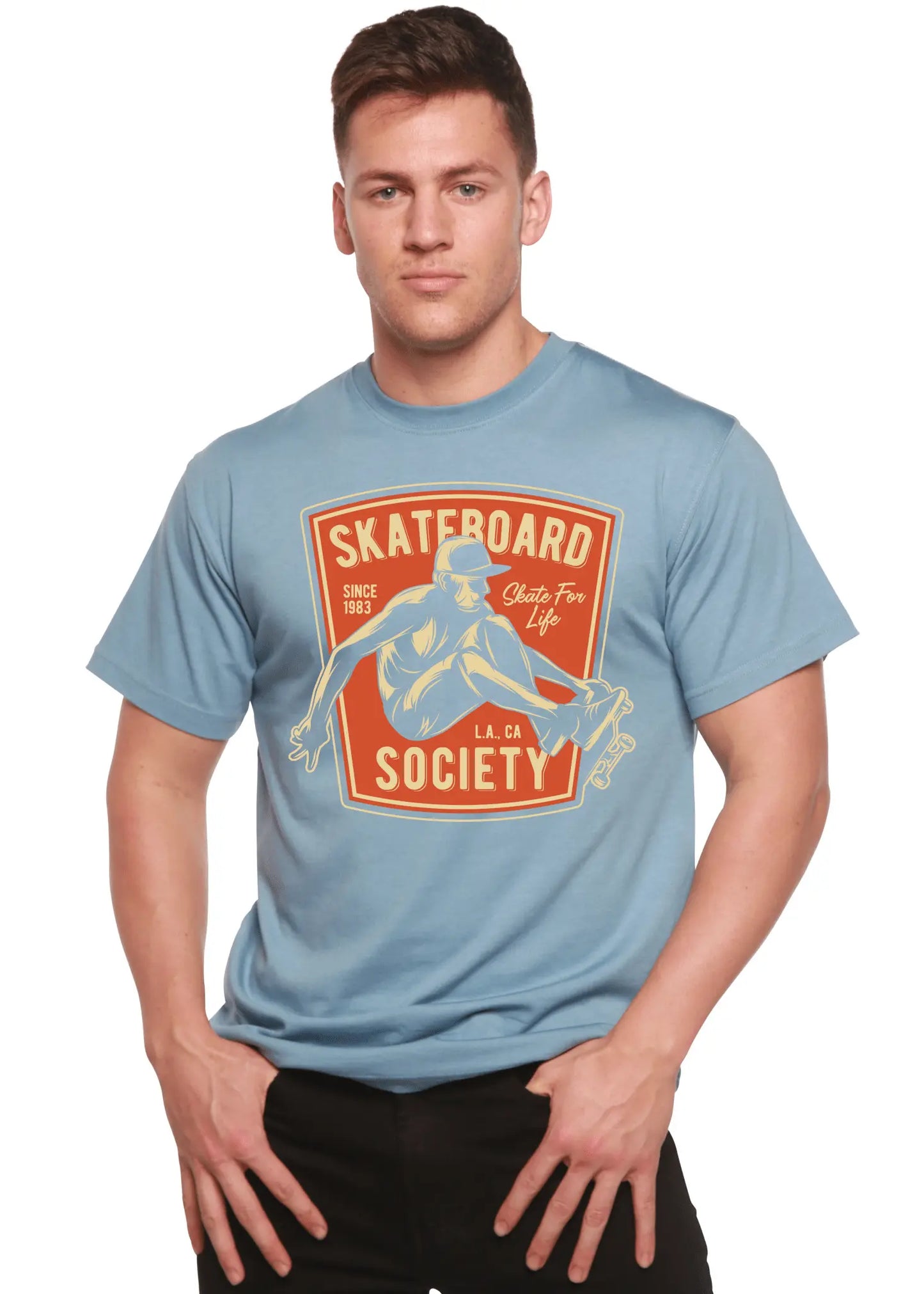 Skateboard Society Men's Bamboo Viscose/Organic Cotton Short Sleeve Graphic T-Shirt - Blade & Thread
