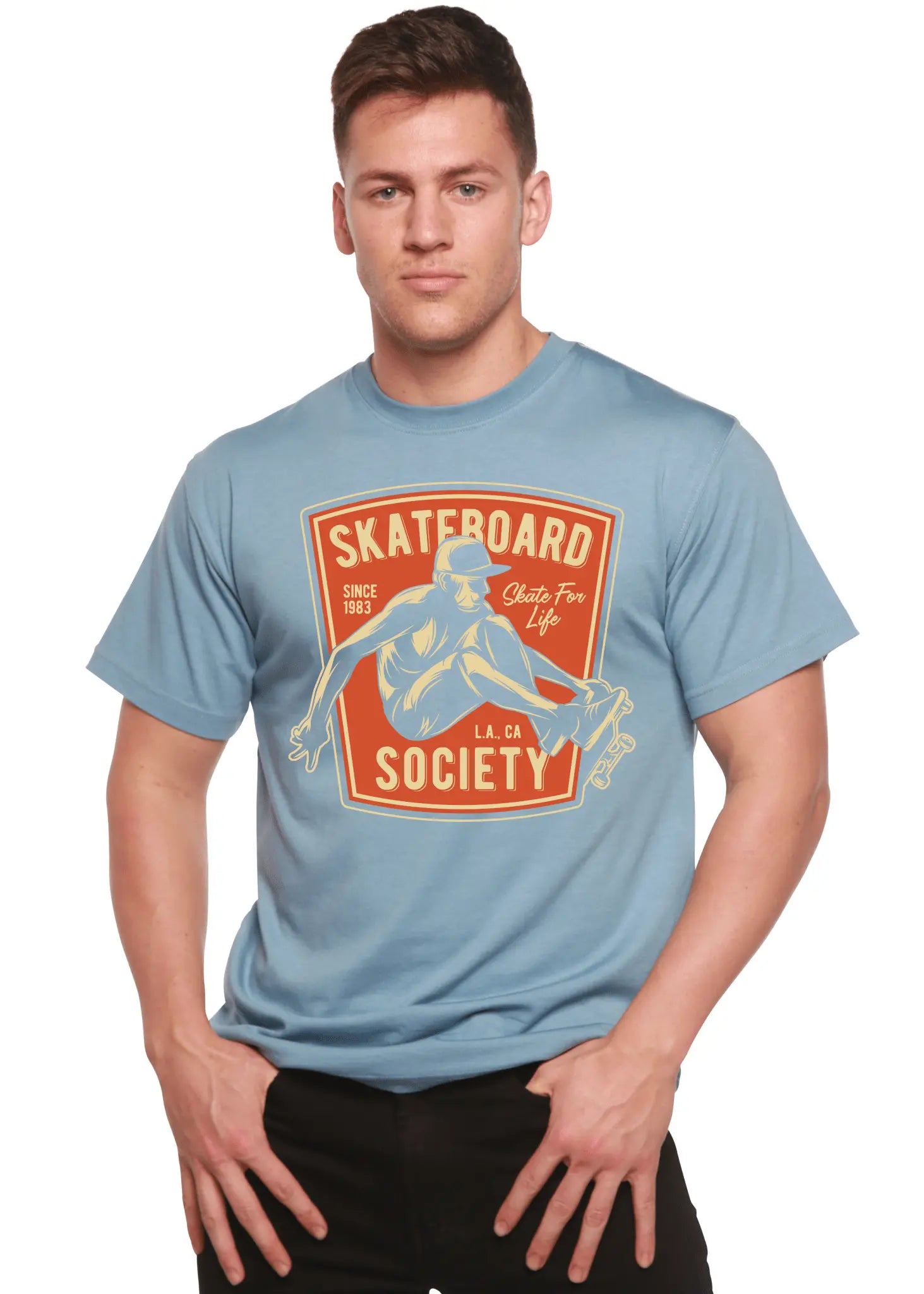 Skateboard Society Men's Bamboo Viscose/Organic Cotton Short Sleeve Graphic T-Shirt - Blade & Thread
