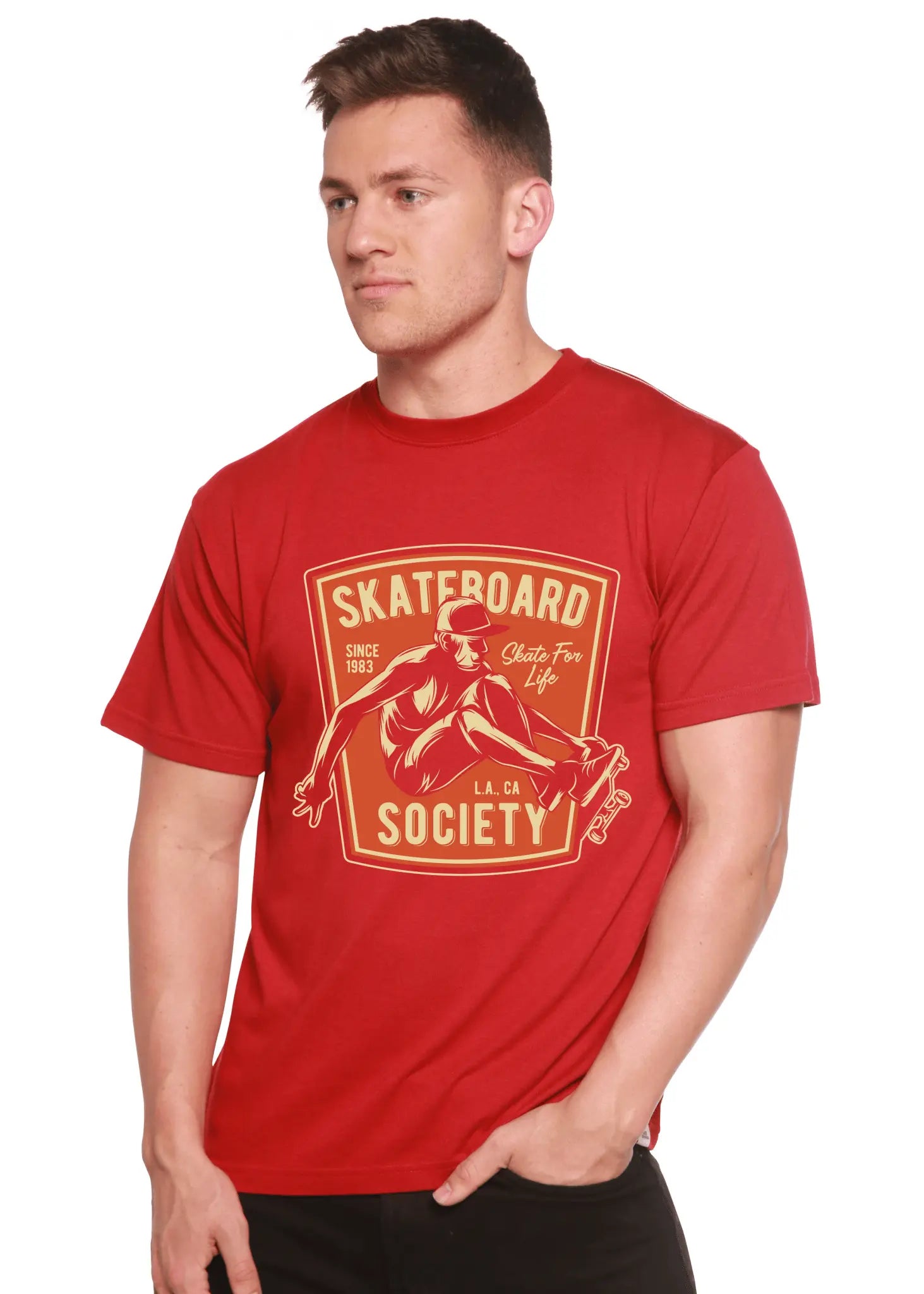 Skateboard Society Men's Bamboo Viscose/Organic Cotton Short Sleeve Graphic T-Shirt - Blade & Thread