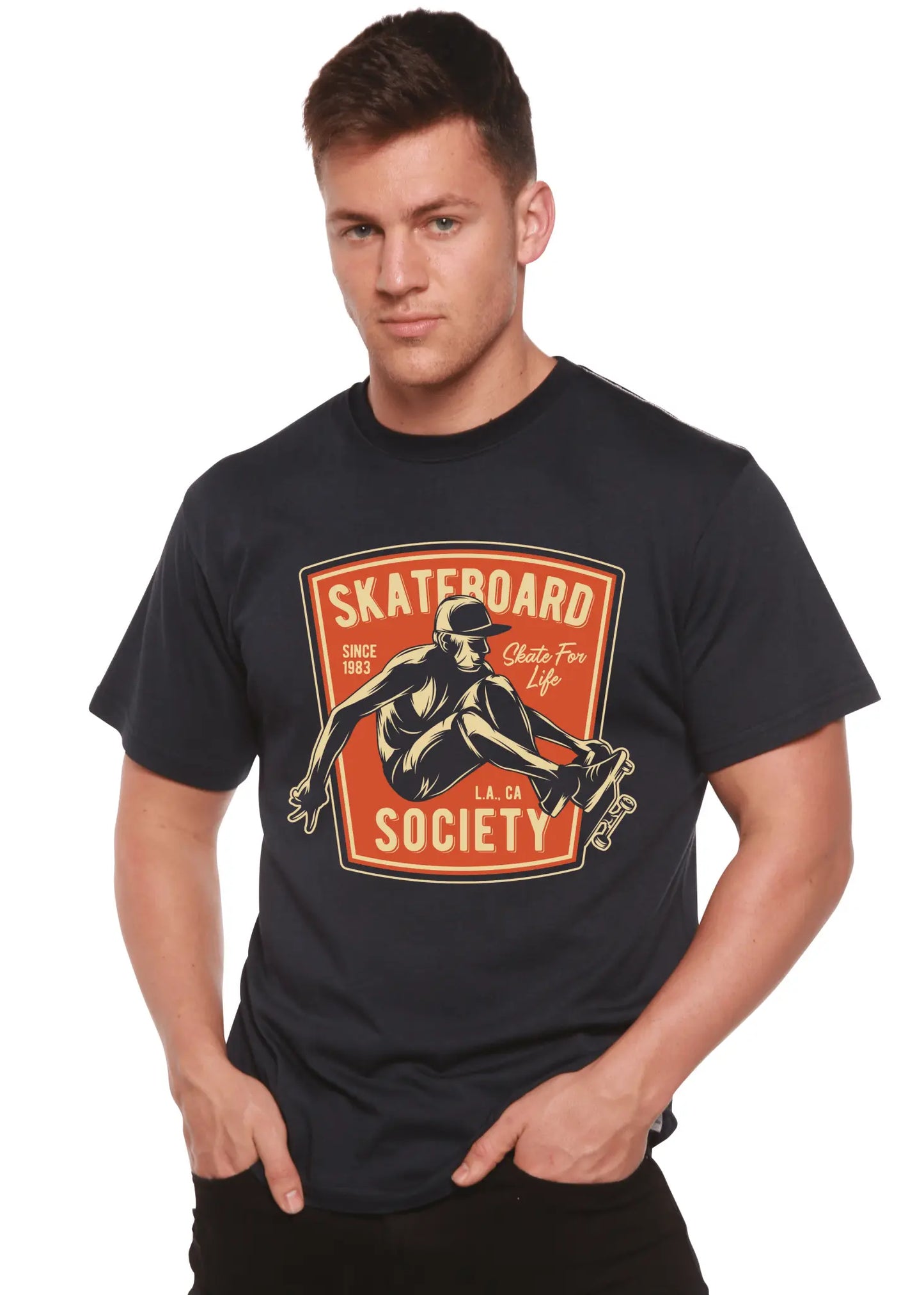 Skateboard Society Men's Bamboo Viscose/Organic Cotton Short Sleeve Graphic T-Shirt - Blade & Thread