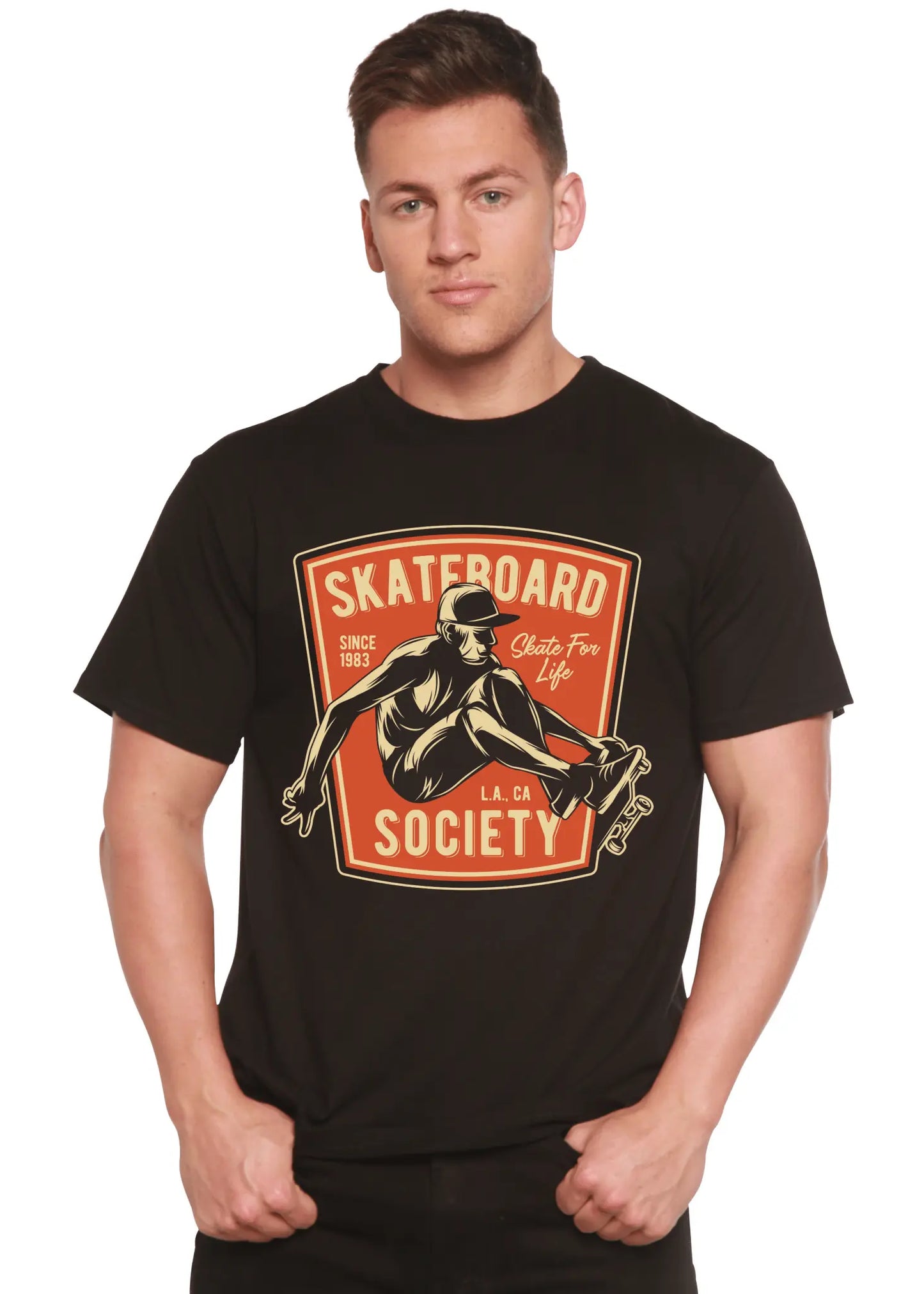 Skateboard Society Men's Bamboo Viscose/Organic Cotton Short Sleeve Graphic T-Shirt - Blade & Thread