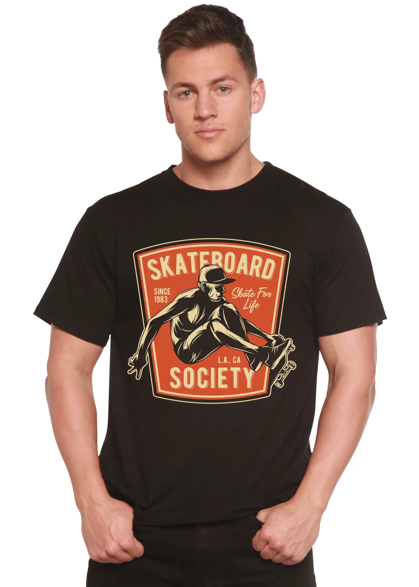 Skateboard Society Men's Bamboo Viscose/Organic Cotton Short Sleeve Graphic T-Shirt - Blade & Thread