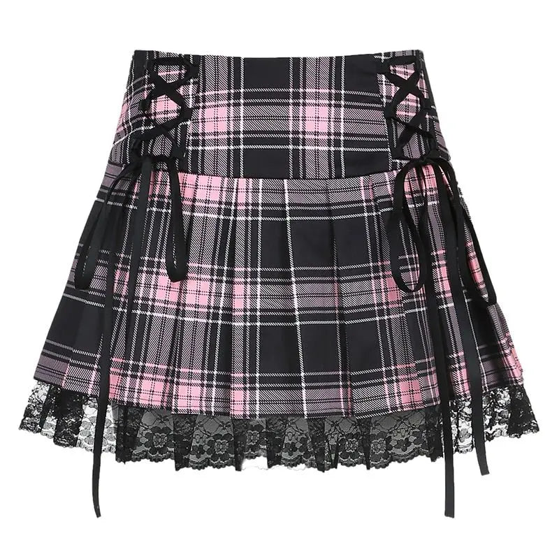 Skirts Pleated Skirt Lace Up Sexy Mini Punk Skirt Gothic Black Skirt Jupe Femme - Blade & Thread