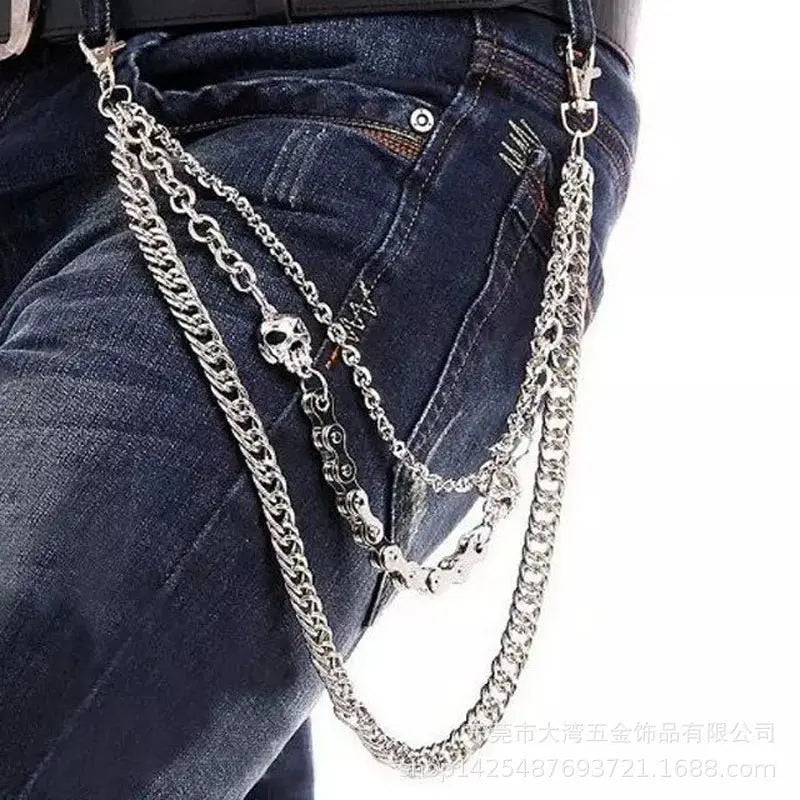Skull car plate chain hip-hop pants chain - Blade & Thread