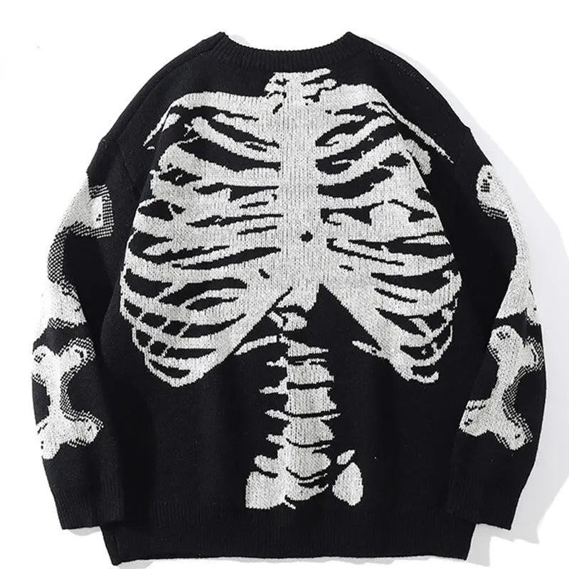 Skull round neck long sleeve sweater - Blade & Thread
