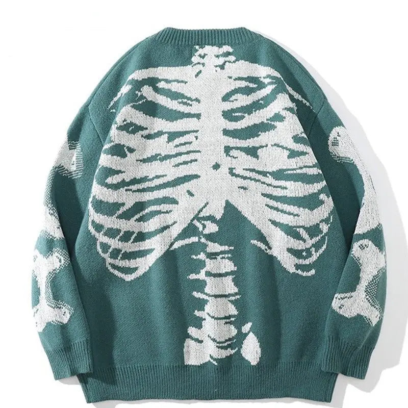 Skull round neck long sleeve sweater - Blade & Thread