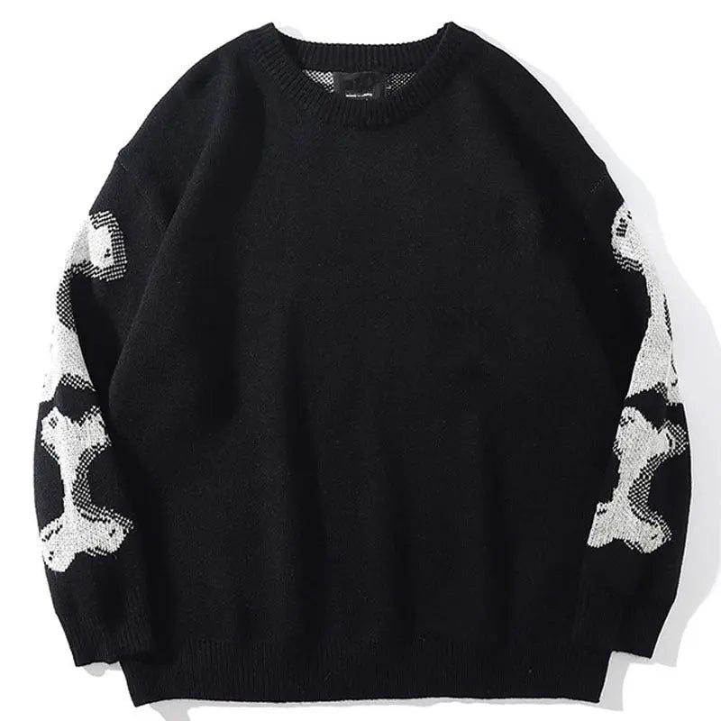 Skull round neck long sleeve sweater - Blade & Thread