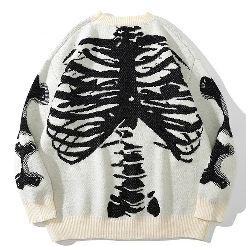 Skull round neck long sleeve sweater - Blade & Thread