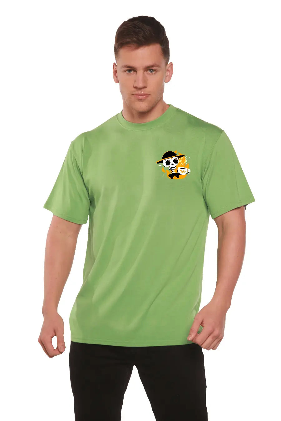 Skull with Coffee Bamboo Viscose/Organic Cotton Short Sleeve Printed T-Shirt - Blade & Thread