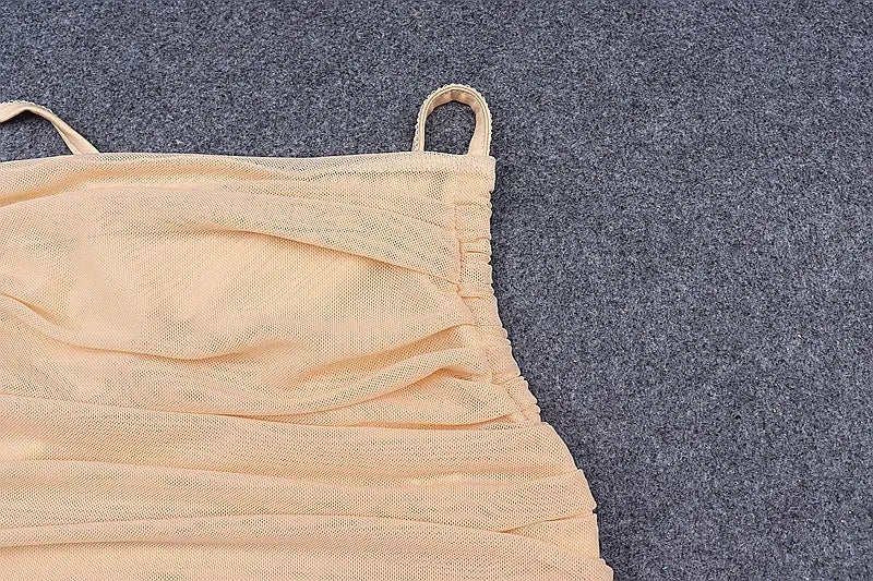 Sleeveless Chic Fashion Mesh Ruched Halter Bodysuit Women Female Tie Up Backless Body Suit - Blade & Thread
