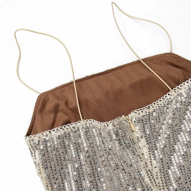 Sleeveless Glitter Sequined Evening Party Club Maxi Dress - Blade & Thread