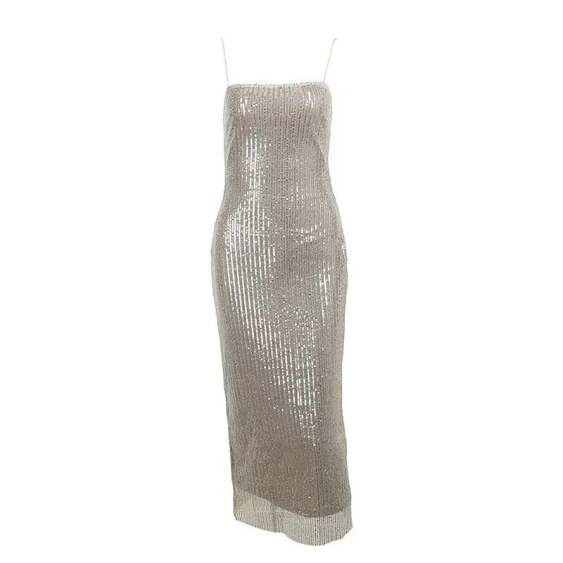 Sleeveless Glitter Sequined Evening Party Club Maxi Dress - Blade & Thread