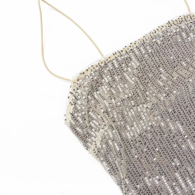 Sleeveless Glitter Sequined Evening Party Club Maxi Dress - Blade & Thread