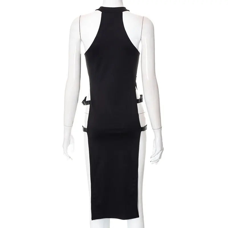 Sleeveless Hollow Side Slit High Waist Women's Dress - Blade & Thread