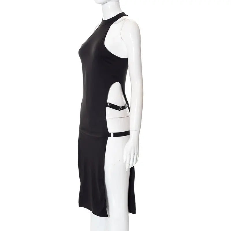 Sleeveless Hollow Side Slit High Waist Women's Dress - Blade & Thread