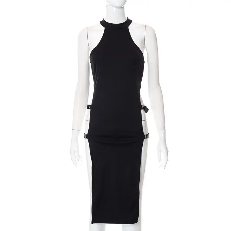 Sleeveless Hollow Side Slit High Waist Women's Dress - Blade & Thread