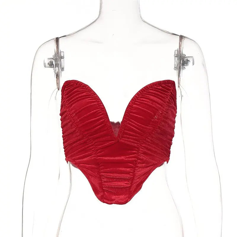 Sleeveless Slash Neck Draped Crop Top Solid Elegant Shirt - Blade & Thread