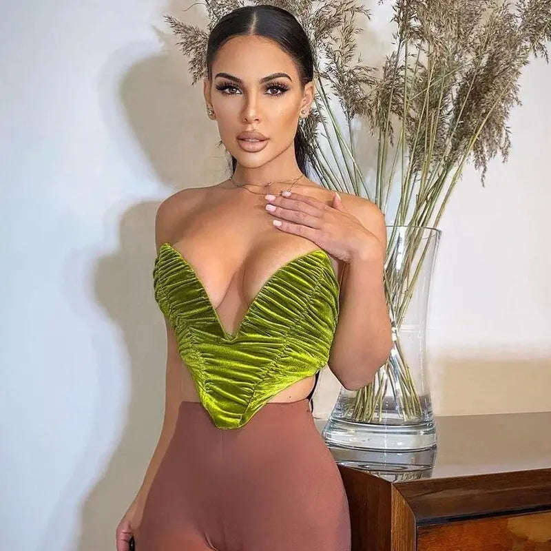 Sleeveless Slash Neck Draped Crop Top Solid Elegant Shirt - Blade & Thread